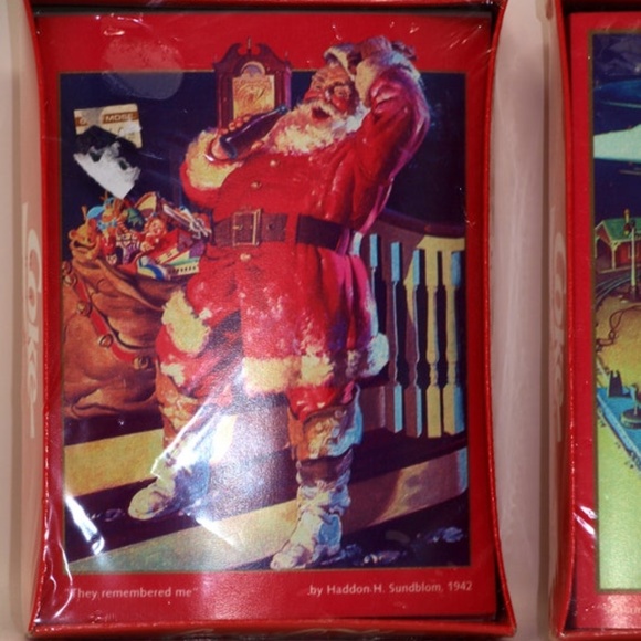 Set of 2 - Vintage Coke Coca- Cola Advertising Holiday Christmas Cards In origin - Picture 4 of 10
